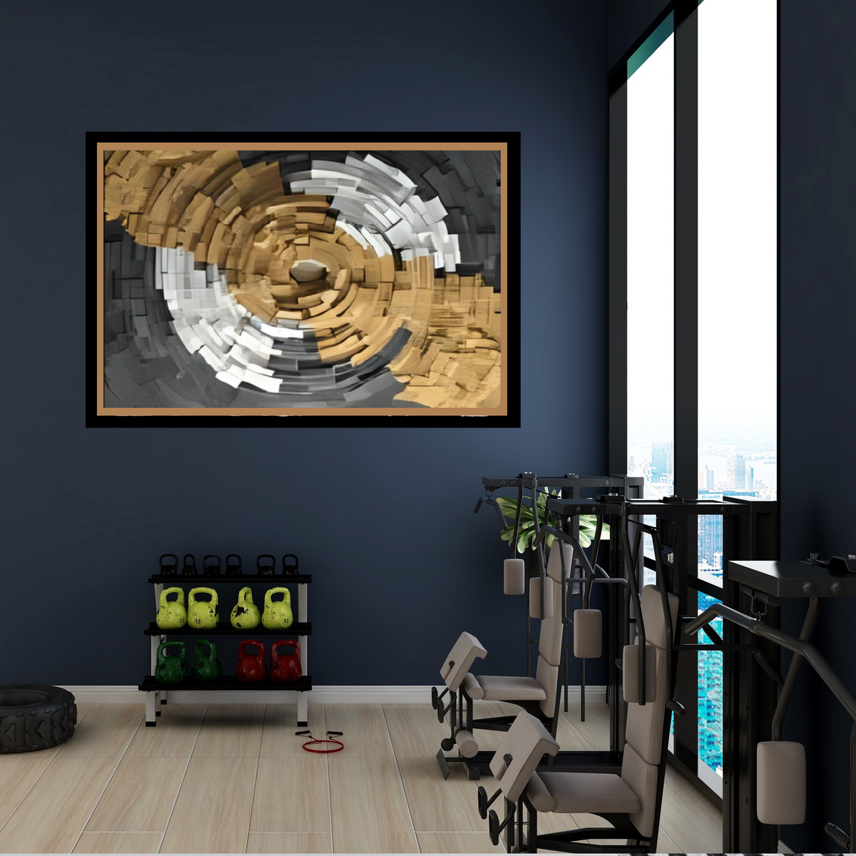 3D Black, Gold & White Abstract Wall Art – 2-Piece Digital Landscape Set (Instant Download, 3 Sizes)