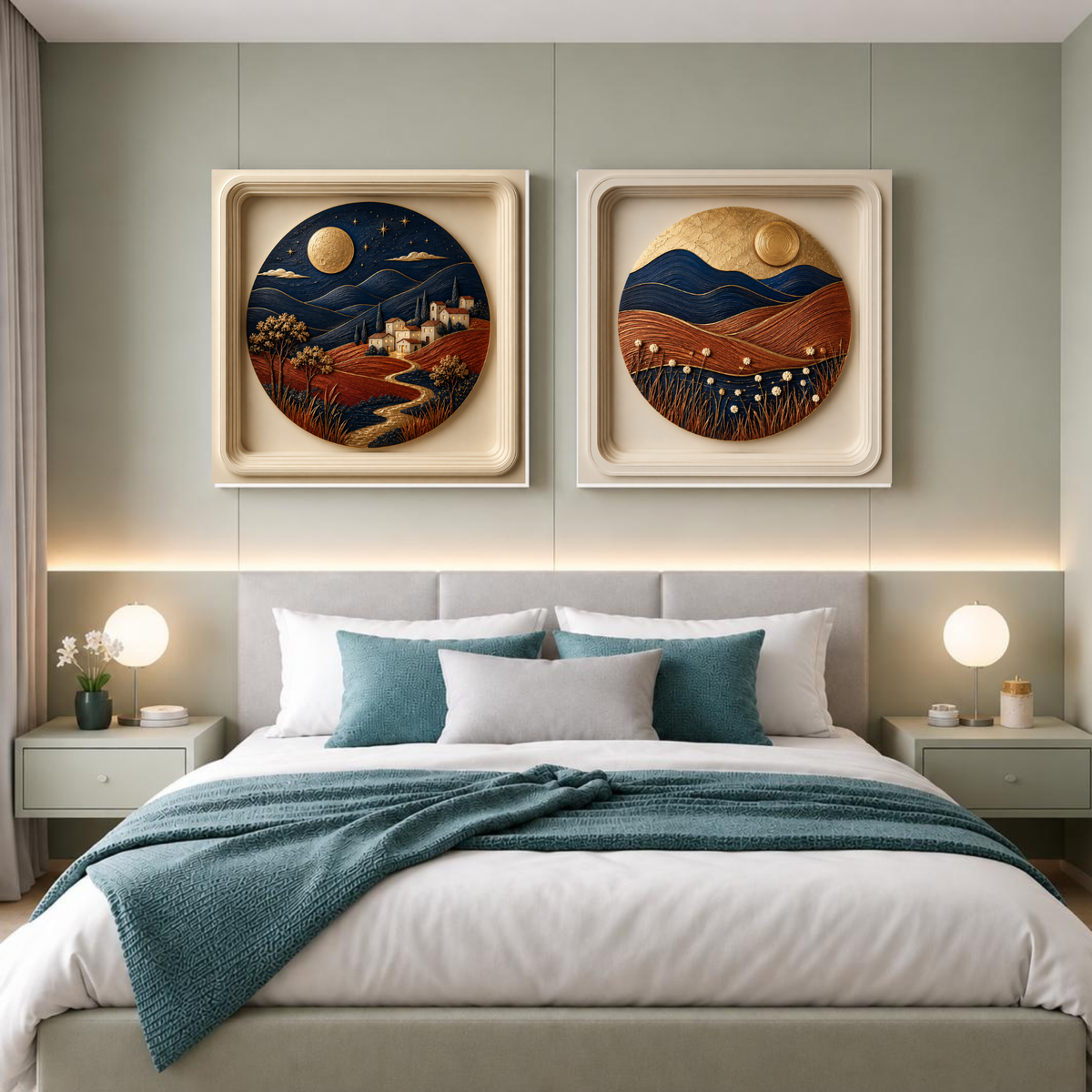 Golden Horizon Sculptural Sunset Wall Art | Premium Square Nature Print | Modern Landscape Digital Download