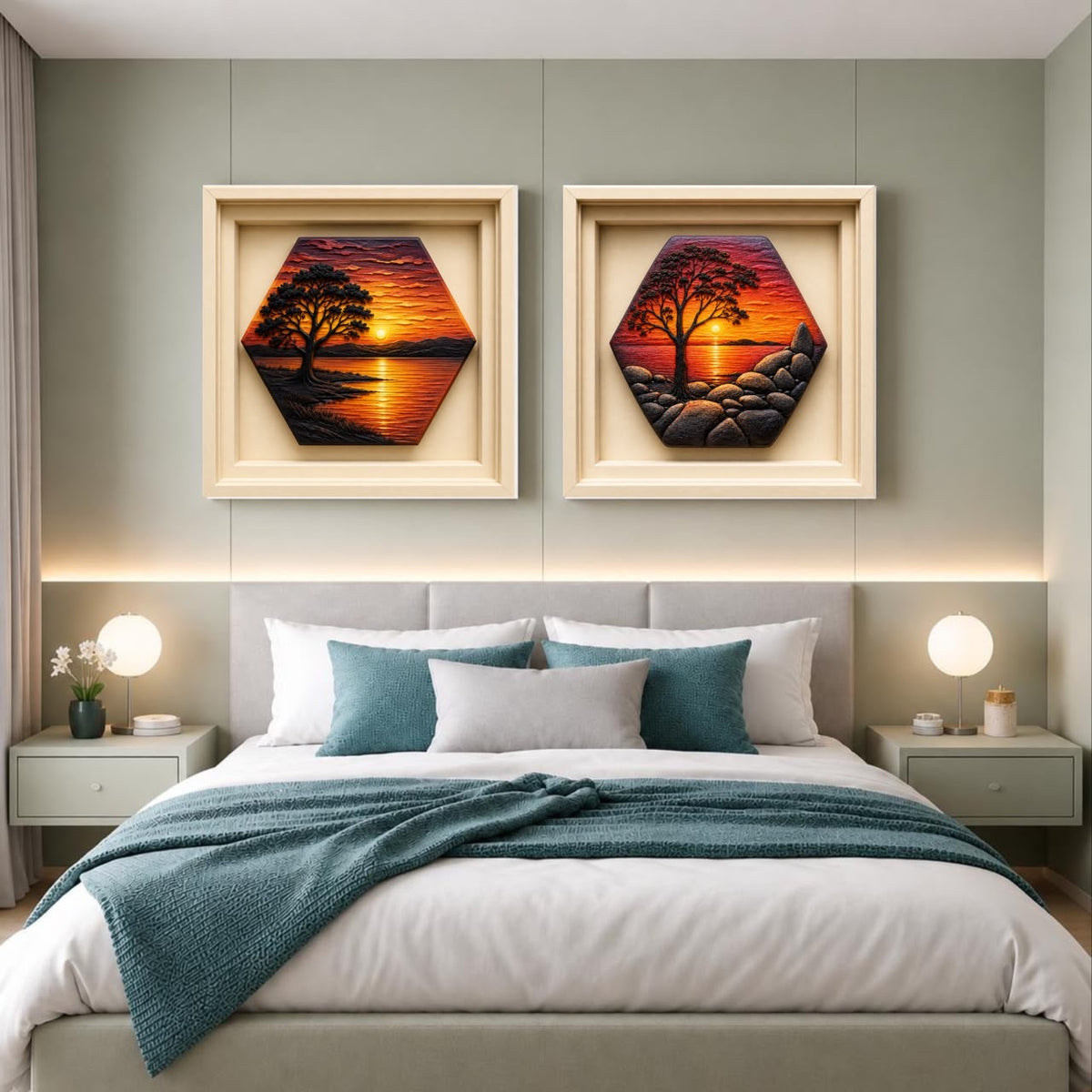Luxury Sculptural Sunset Landscape Wall Art Set of 10 | Premium Square Nature Gallery Collection | Modern Digital Download | 40 Printable Files