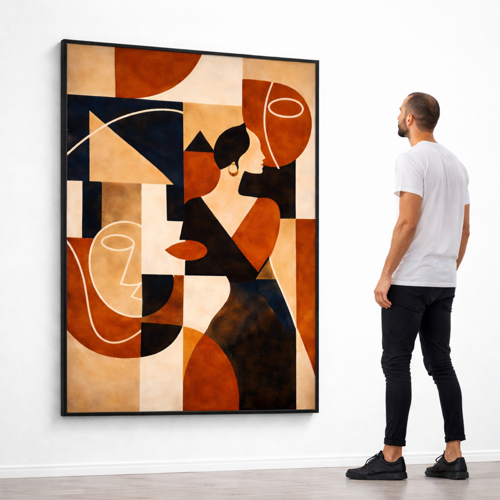 Modern Abstract Face Wall Art Set – Geometric Portrait Printable – Mid Century Neutral Decor – Digital Download (11x14, 16x20, 18x24, 24x36)