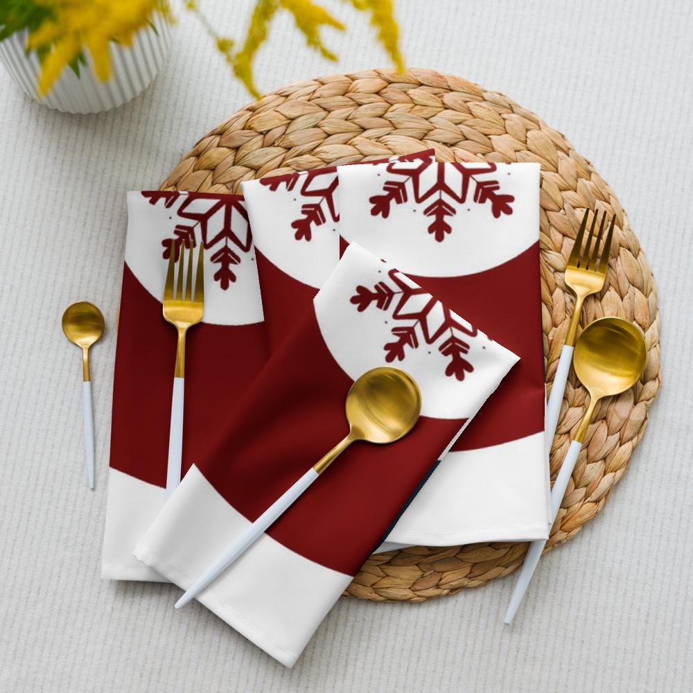 Red, White & Blue Christmas Cloth Napkins Set of 4 – 20x20” Reusable Holiday Dinner Napkins for Festive Table Settings, Elegant Cotton Napkin Set for Christmas Decor & Winter Parties