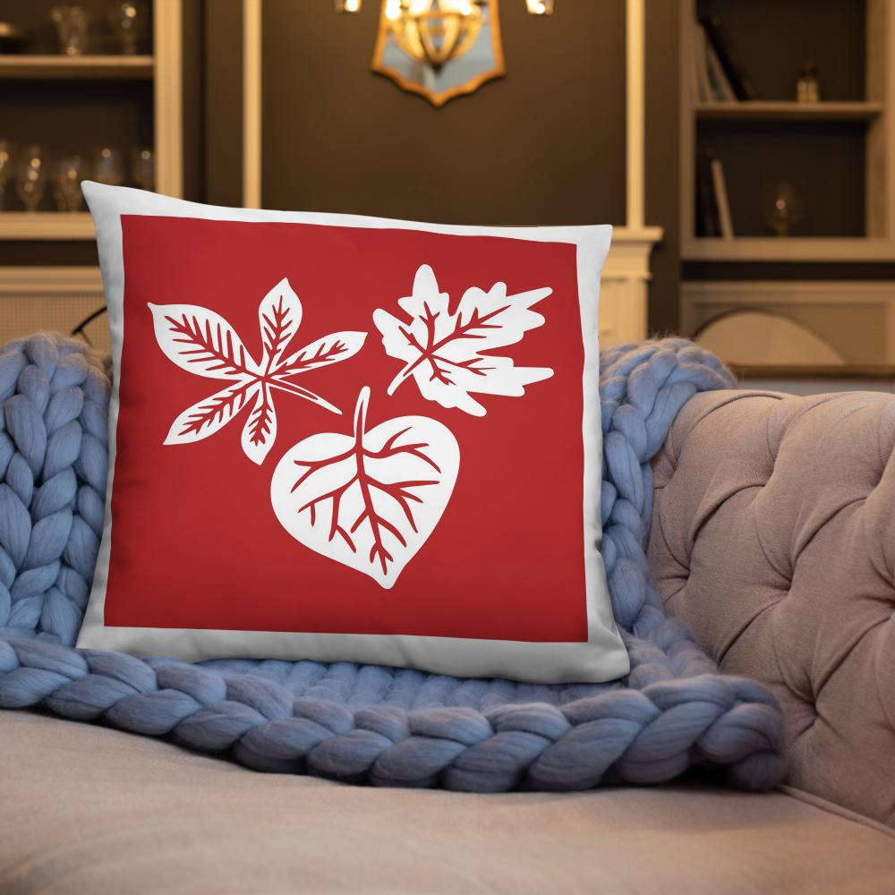 Red & White Floral Throw Pillow – 22x22 Decorative Accent Cushion for Fall & Home Decor