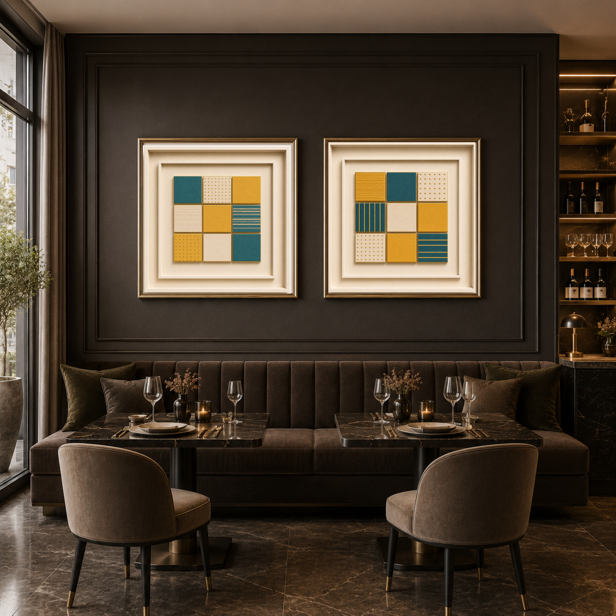 Luxury Geometric Abstract Wall Art Set – Modern Colorful Square Digital Prints for Homes, Hotels, Restaurants, Offices & Airbnbs