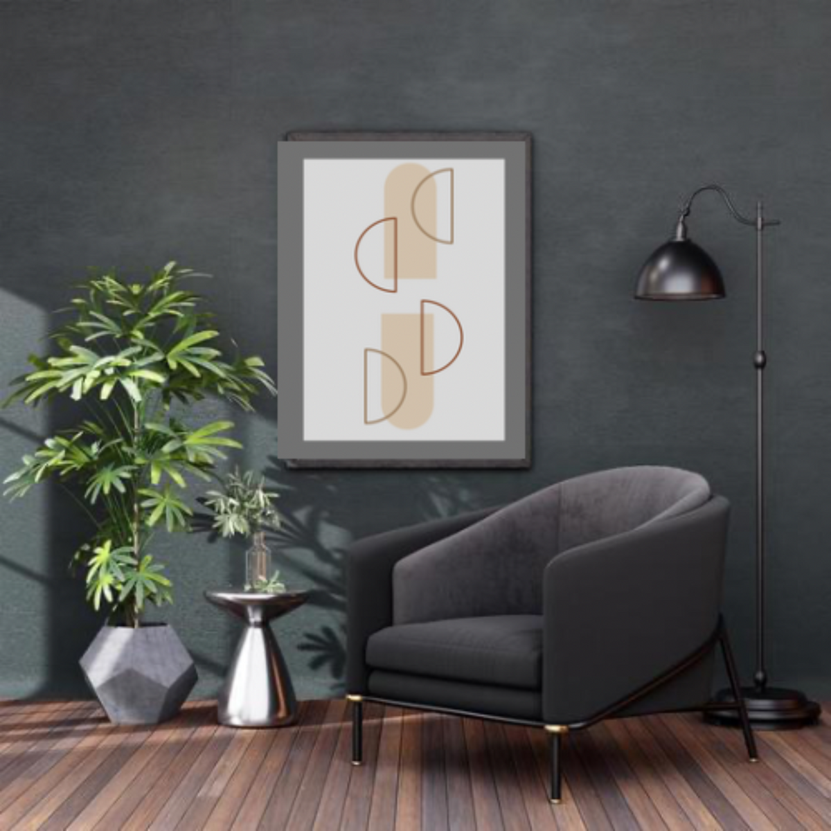 Boho Wall Art Set – 4-Piece Digital Download with White Background, Grey Borders & Brown Beige Designs (16x20, 18x24, 24x36 Inches)