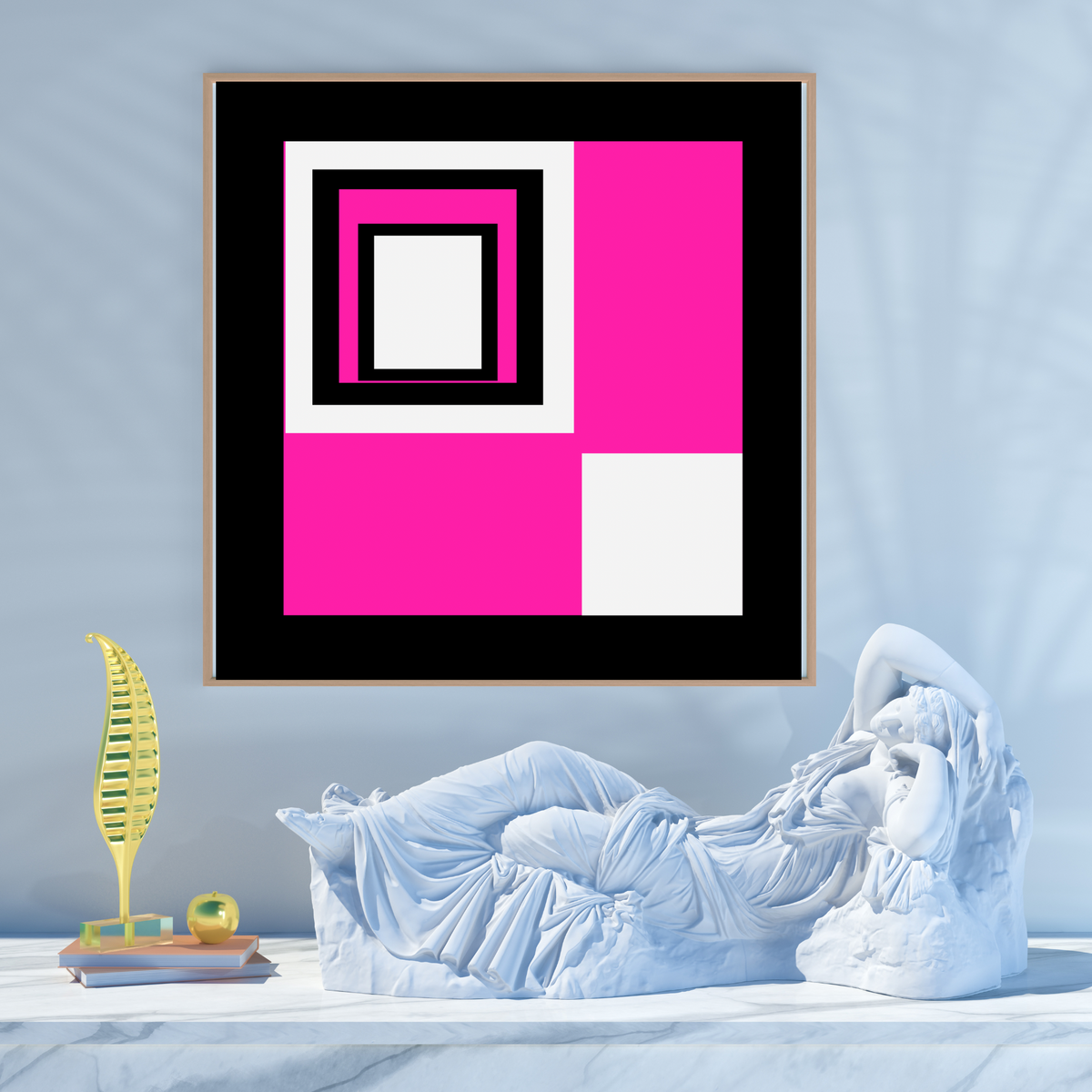Square Abstract Wall Art – Pink, White & Black Designs (Set of 2 Digital Prints)