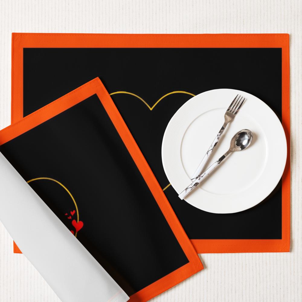 Orange & Black Placemat Set of 4 – 18x14 Inch Washable Heat-Resistant Table Mats for Dining Table Décor