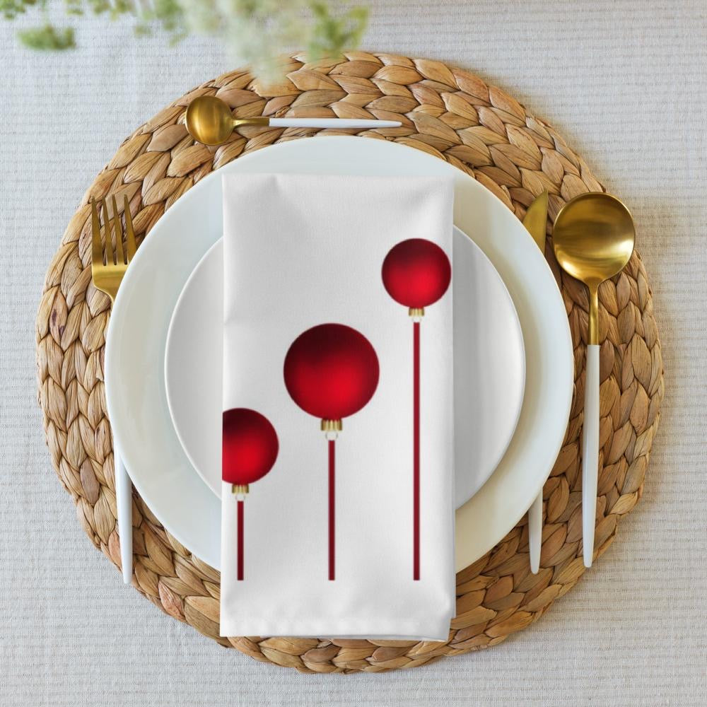 Red & White Festive Cloth Napkin Set (4) — 20 x 20 in Reusable Christmas Table Linens