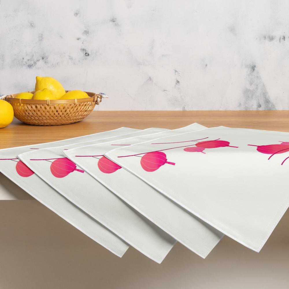 White & Pink Abstract Placemat Set – 4-Pack 18x14 Decorative Table Placemats