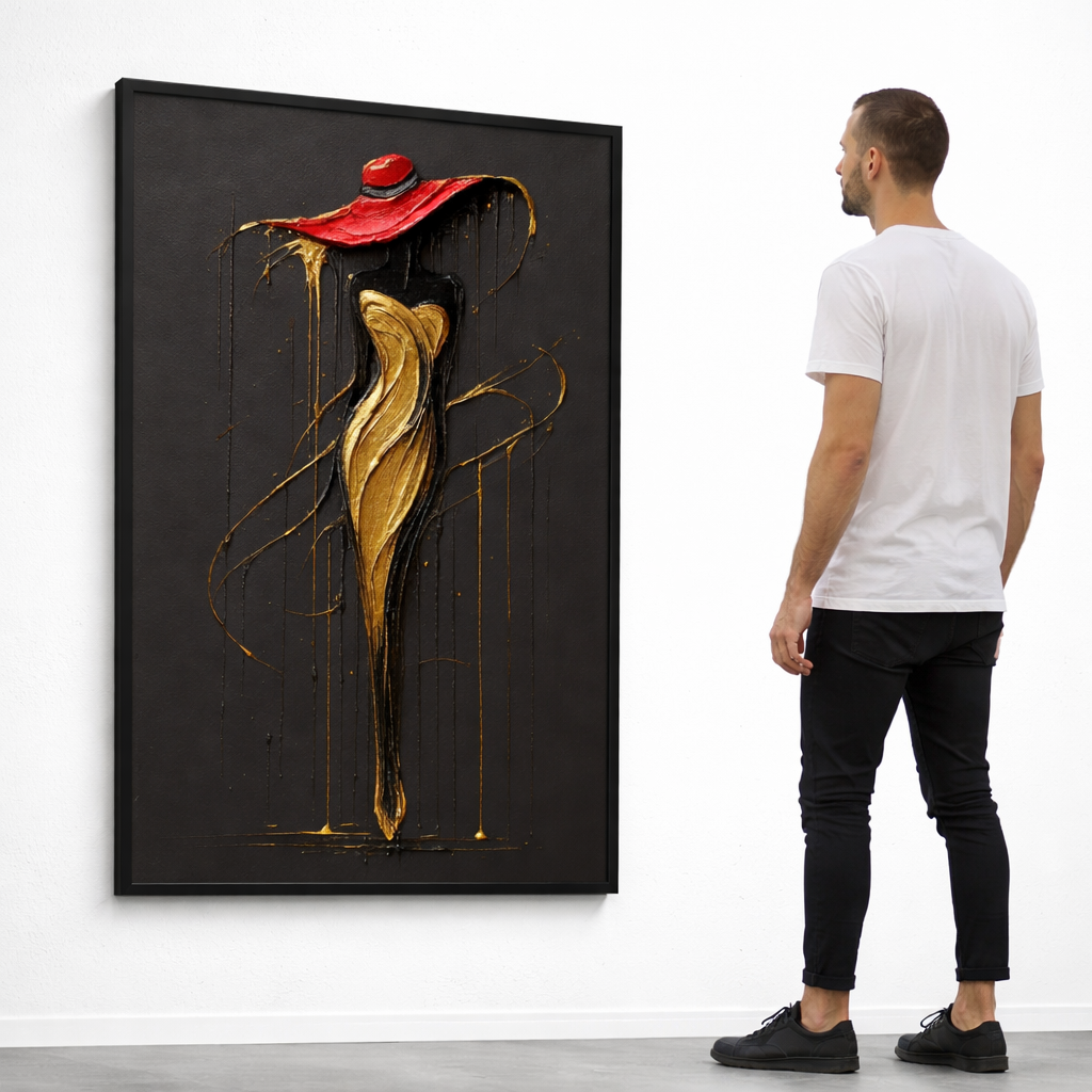 Luxury Gold & Red Woman Wall Art Set of 3 – Elegant Fashion Illustration Digital Download (Instant Print)