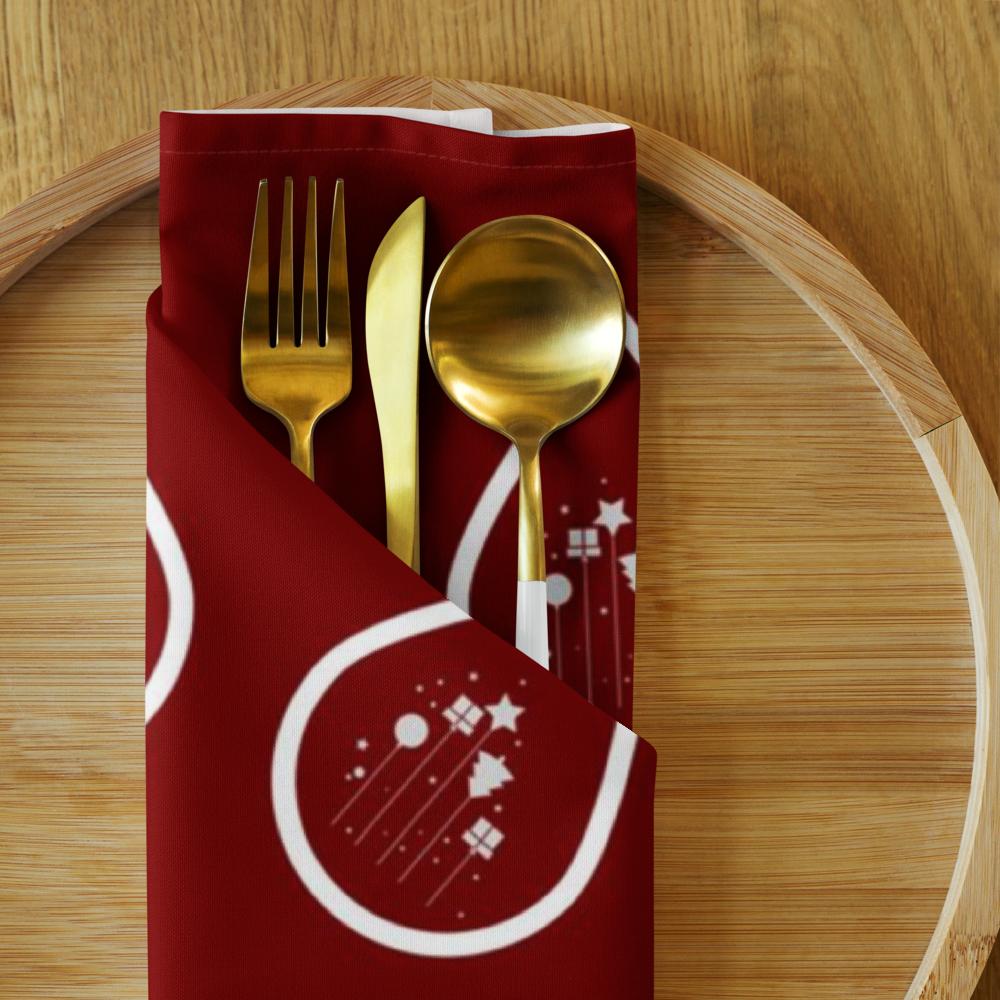 Red Christmas Cloth Napkin – 20x20 Inch Reusable Holiday Dinner Napkin with Festive Christmas Design | Elegant Fabric Napkin for Table Settings, Parties & Family Gatherings