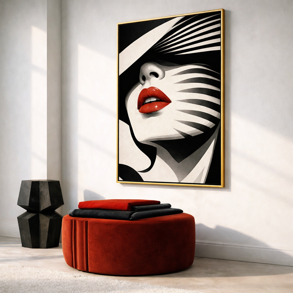 Modern Black and White Fashion Wall Art Set – Red Lip Glam Printable Decor – Chic Statement Digital Download (11x14, 16x20, 18x24, 24x36)