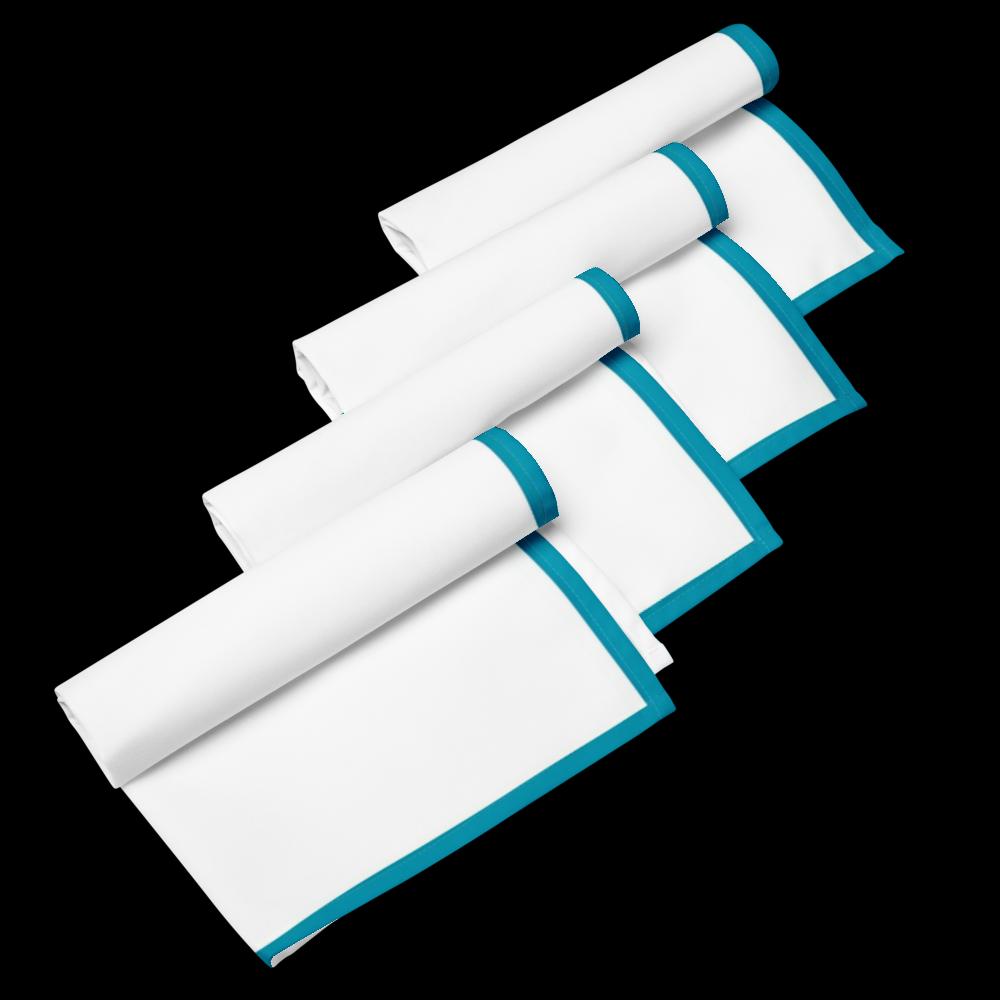 White and Teal Cloth Napkin Set – 4 Elegant 20x20” Reusable Fabric Napkins for Modern Table Décor