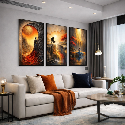 Romantic Fantasy Wall Art Set – Dramatic Sunset Landscape Printable – Luxury Modern Digital Download (11x14, 16x20, 18x24, 24x36)