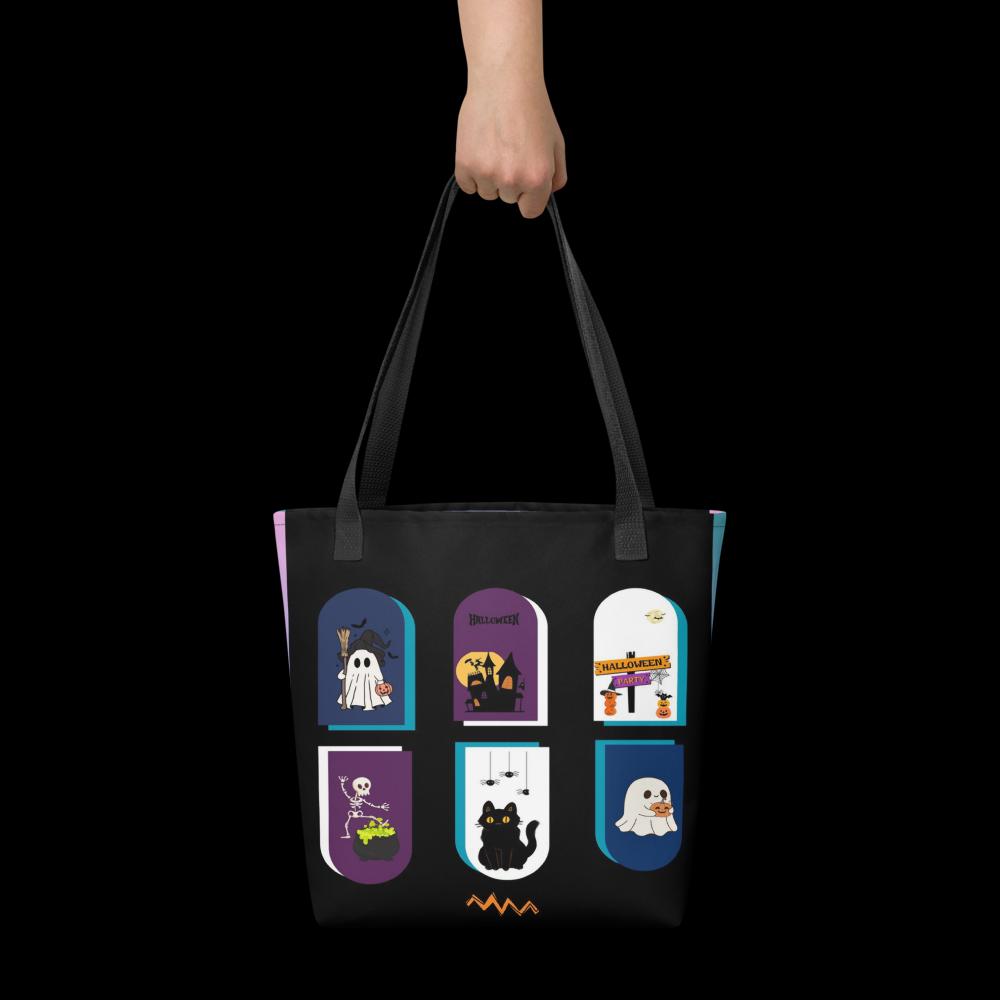Black Halloween Toothbag – 15”x15” Reusable Tote with Vibrant Spooky Art