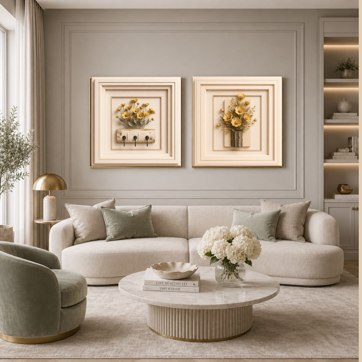 Elegant Sculptural Floral Wall Art Set of 10 | Premium Square Botanical Gallery Collection | Luxury Digital Download | 40 Printable Files