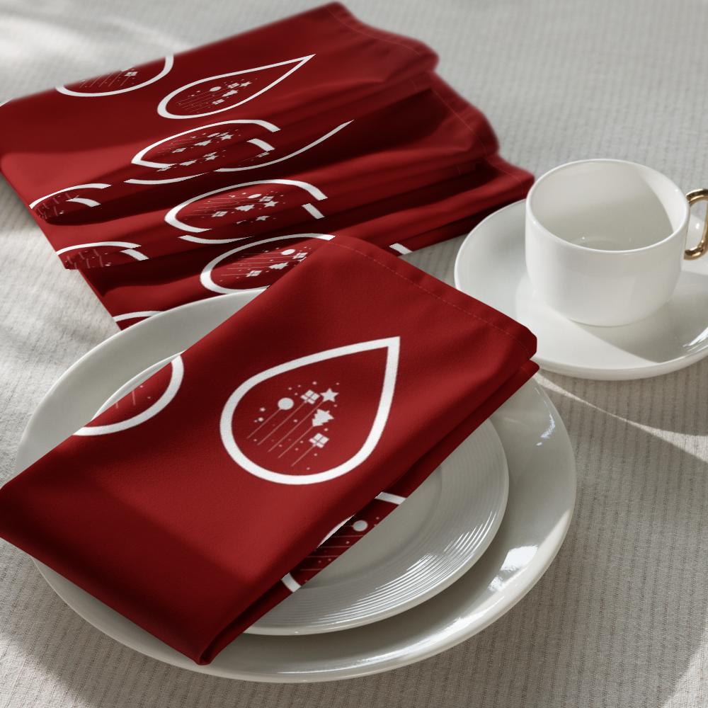 Red Christmas Cloth Napkin – 20x20 Inch Reusable Holiday Dinner Napkin with Festive Christmas Design | Elegant Fabric Napkin for Table Settings, Parties & Family Gatherings