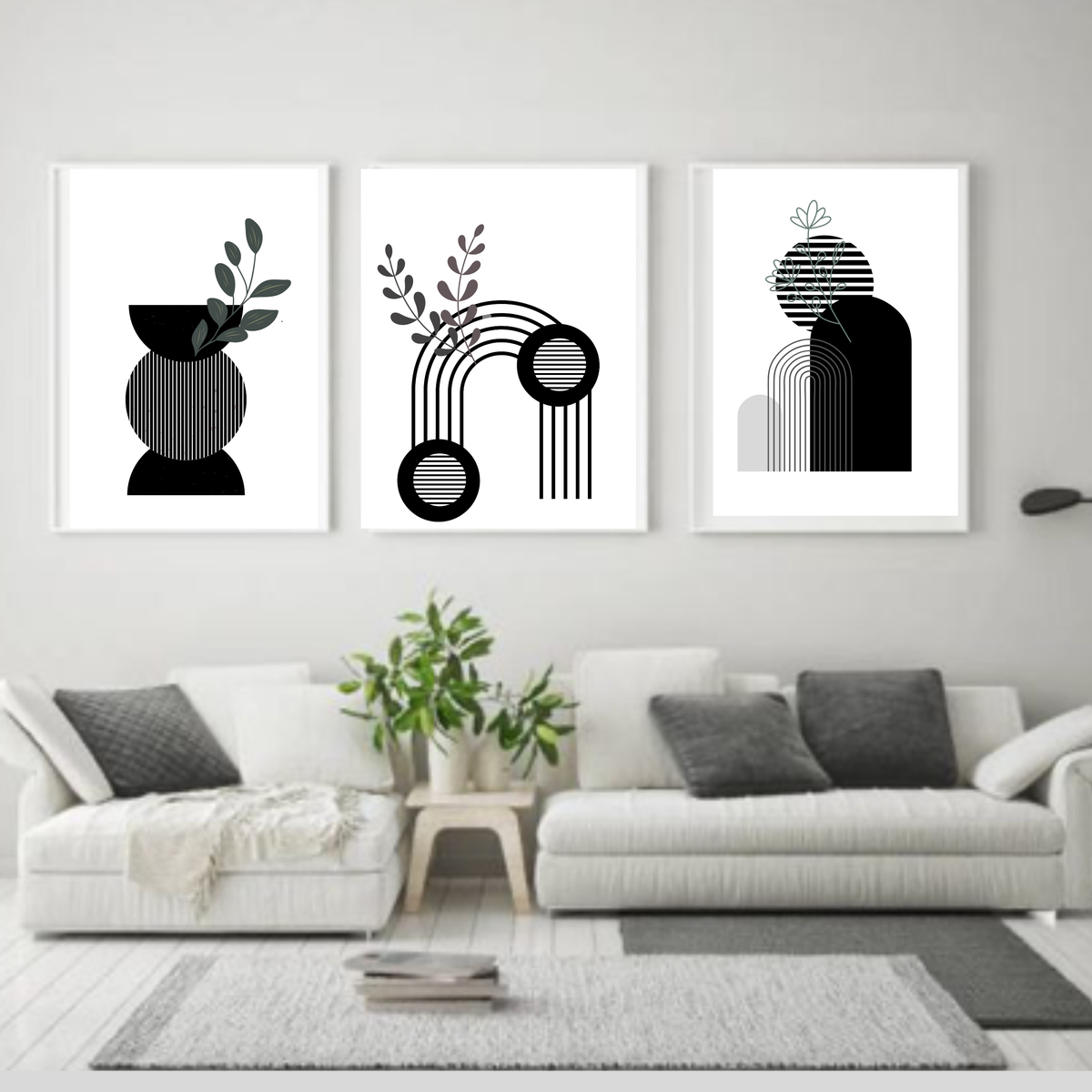 Black & White Boho Wall Art – Minimalist Digital Download Print, Modern Neutral Home Décor (16x20, 18x24, 24x36)