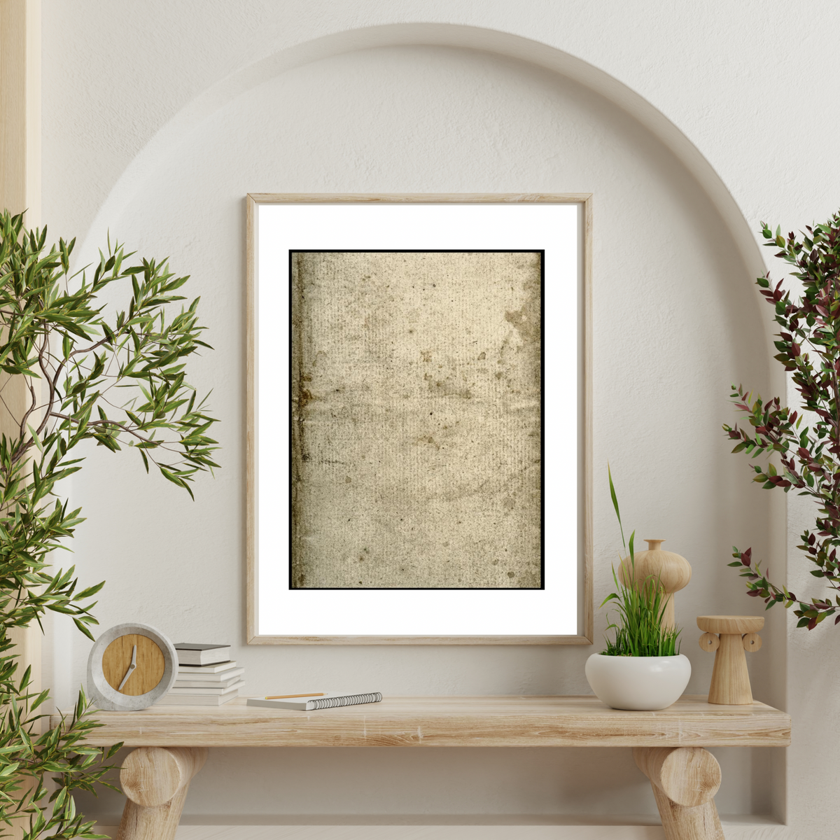 Vintage Wall Art Set – 3-Piece Digital Download with Butterfly, Newspaper & Classic Beige (16x20, 18x24, 24x36 Inches)