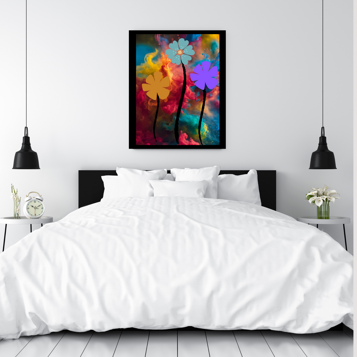 3-Piece Floral Wall Art Bundle – Portrait Multicolored Backgrounds with Flowers (Digital Download, 3 Sizes Each)