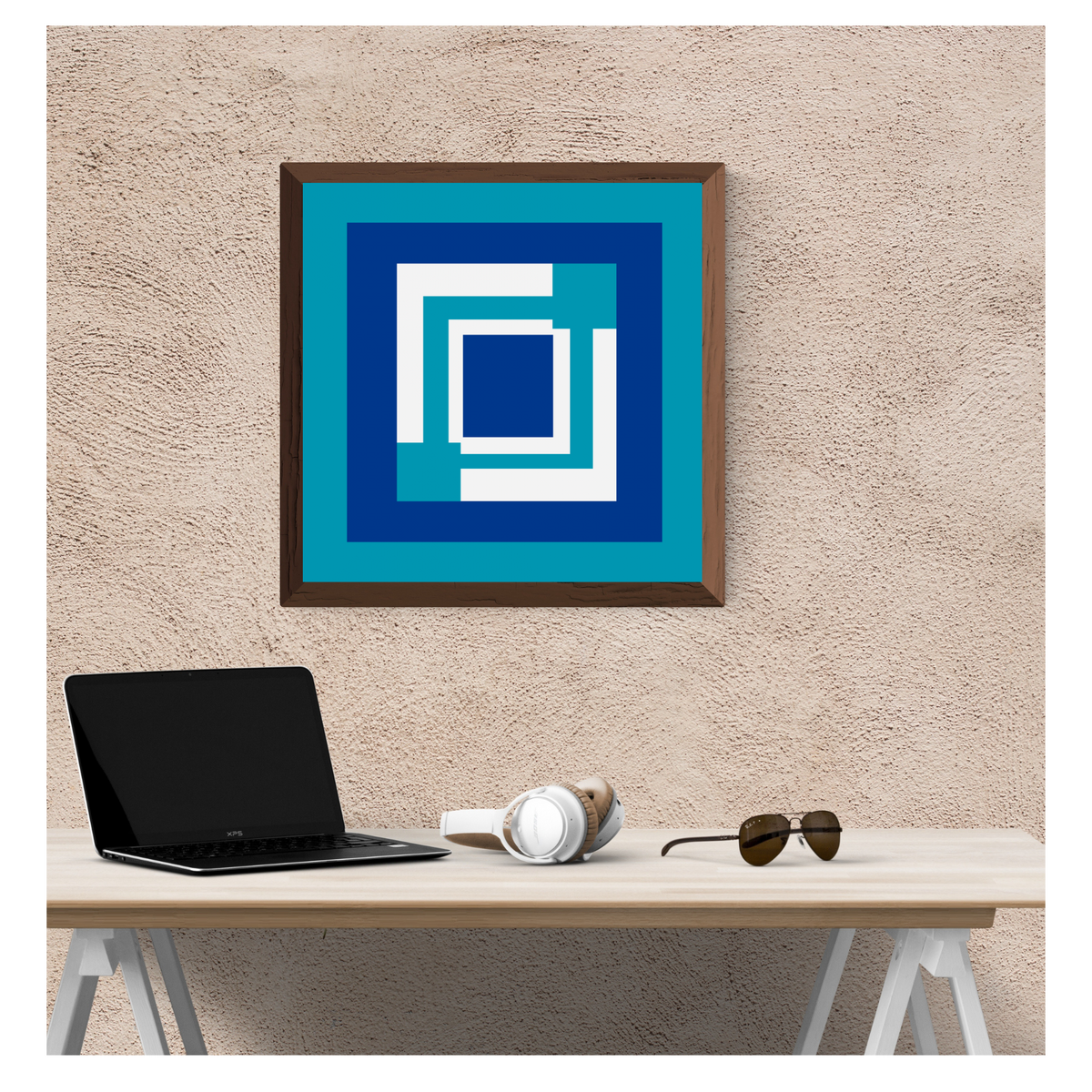 Blue & White Abstract Wall Art Set – 2-Piece Square Digital Download (20×20, 24×24, 36×36)