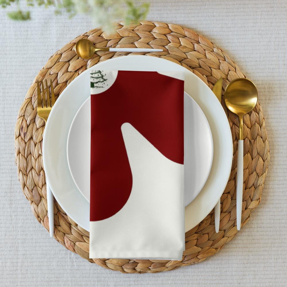 Red & White Holiday Cloth Napkin Set (4) — 20 x 20 in Reusable Christmas Dinner Napkins