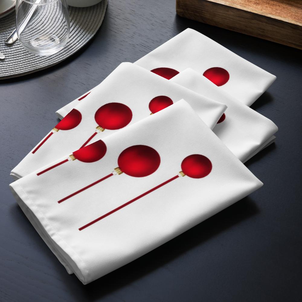 Red & White Festive Cloth Napkin Set (4) — 20 x 20 in Reusable Christmas Table Linens