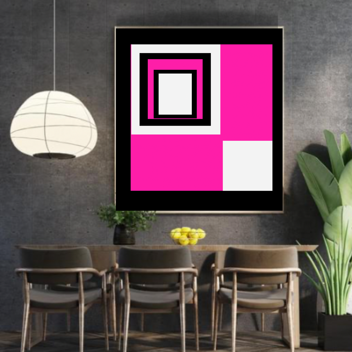 Square Abstract Wall Art – Pink, White & Black Designs (Set of 2 Digital Prints)
