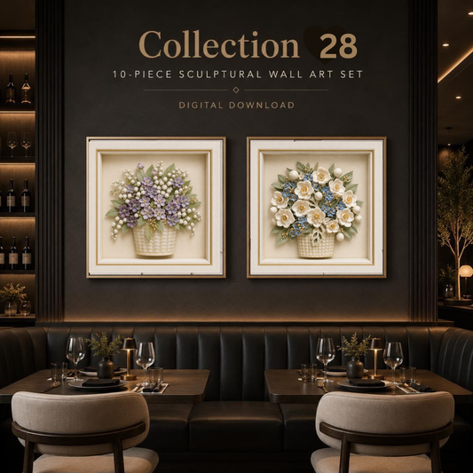 Set of 10 Sculptural Floral Wall Art Prints | Modern Botanical Gallery Collection | Instant Download Digital Wall Art Set