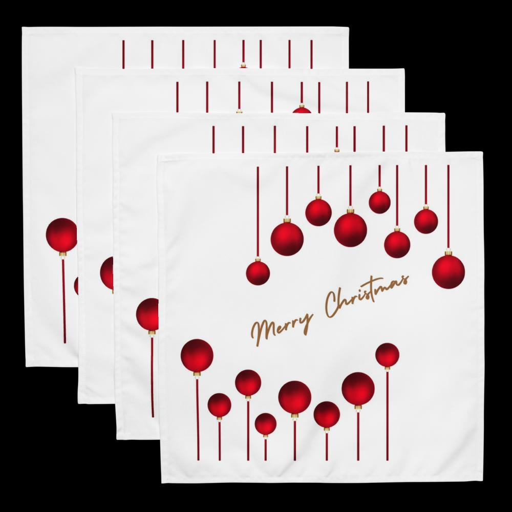 Red & White Festive Cloth Napkin Set (4) — 20 x 20 in Reusable Christmas Table Linens