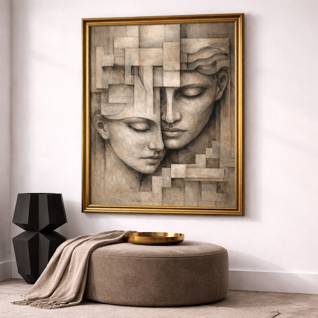 Abstract Face Wall Art Set of 3 – Neutral Modern Printable Wall Decor – Digital Download Minimalist Home Art