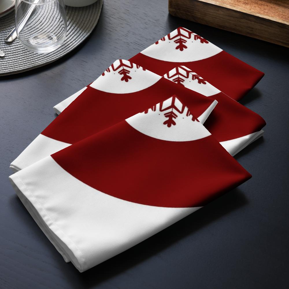 Red, White & Blue Christmas Cloth Napkins Set of 4 – 20x20” Reusable Holiday Dinner Napkins for Festive Table Settings, Elegant Cotton Napkin Set for Christmas Decor & Winter Parties