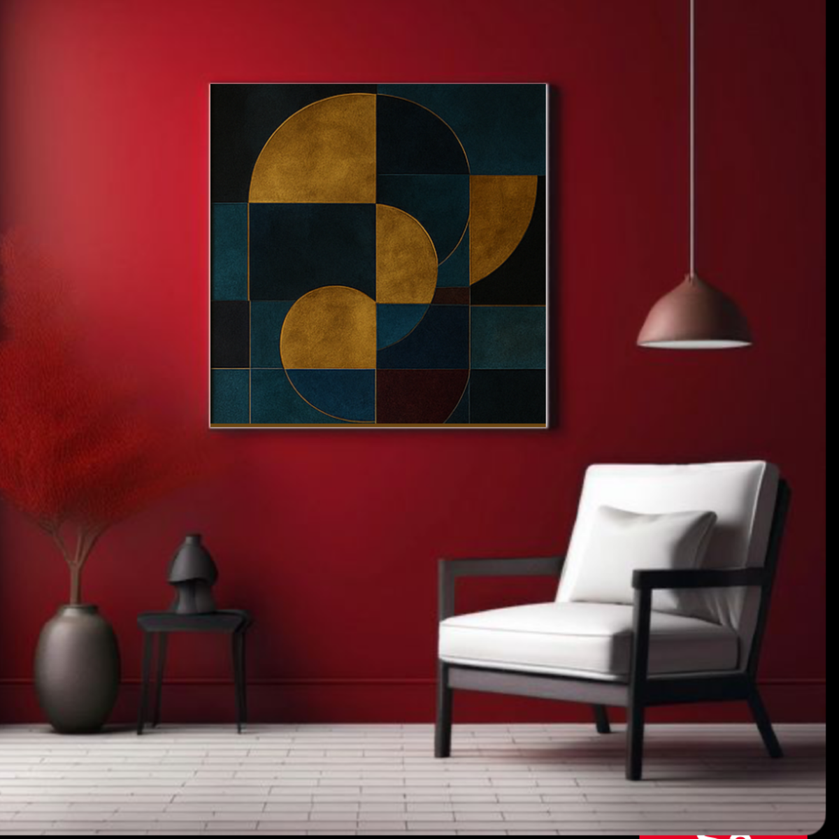 Blue & Gold Abstract Wall Art Digital Download – Square Modern Prints (20x20, 24x24, 36x36)