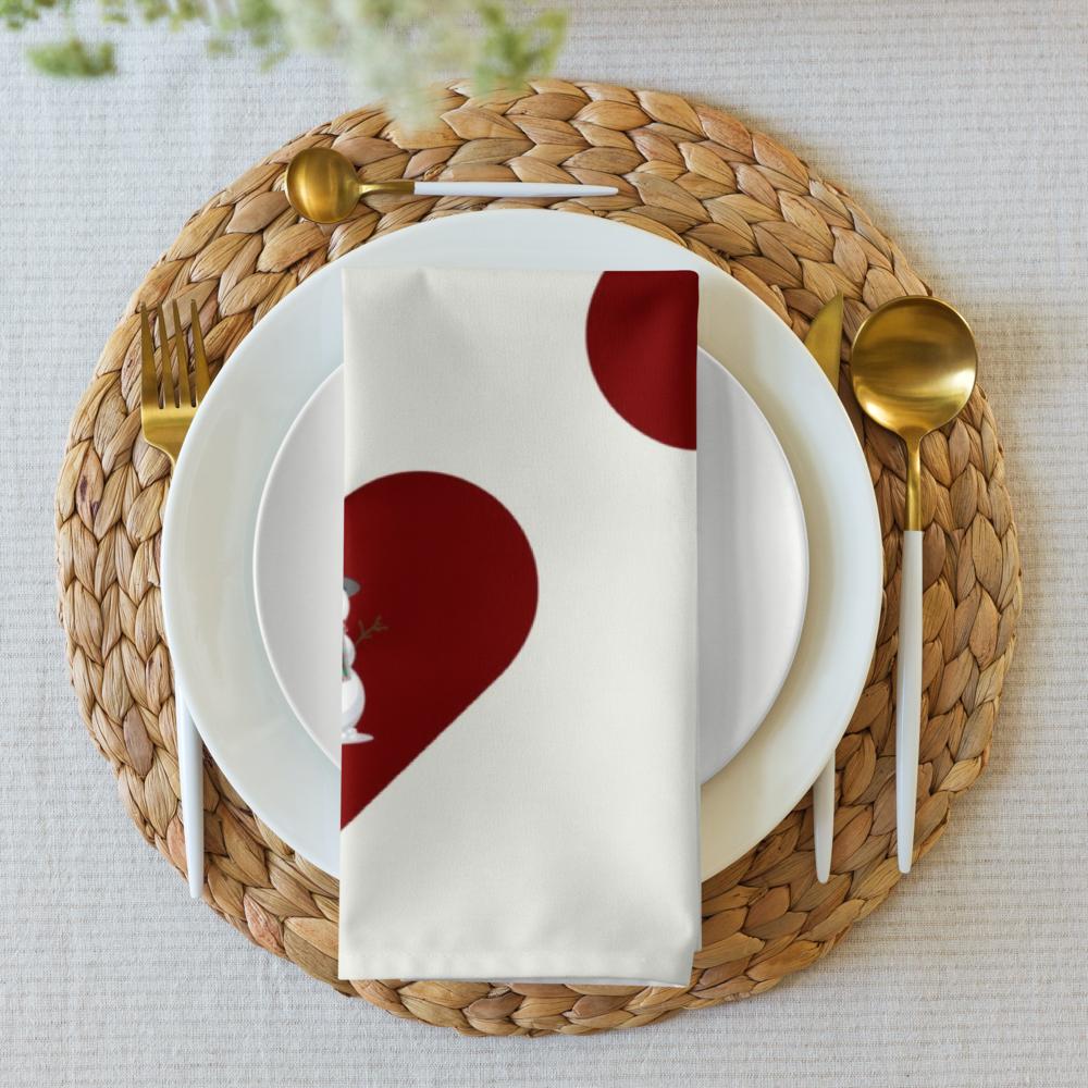Red & White Holiday Cloth Napkin Set (4) — 20 x 20 in Reusable Christmas Dinner Napkins