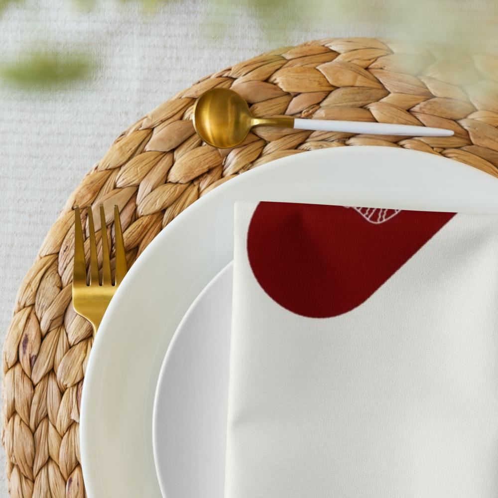 Red & White Holiday Cloth Napkin Set (4) — 20 x 20 in Reusable Christmas Dinner Napkins