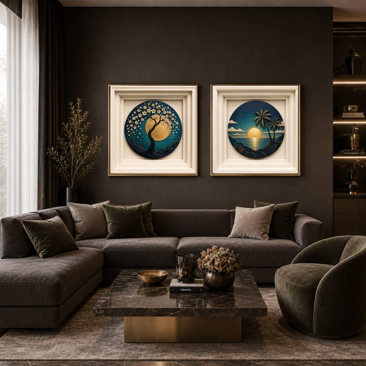 Golden Horizon Sculptural Sunset Wall Art | Premium Square Nature Print | Modern Landscape Digital Download