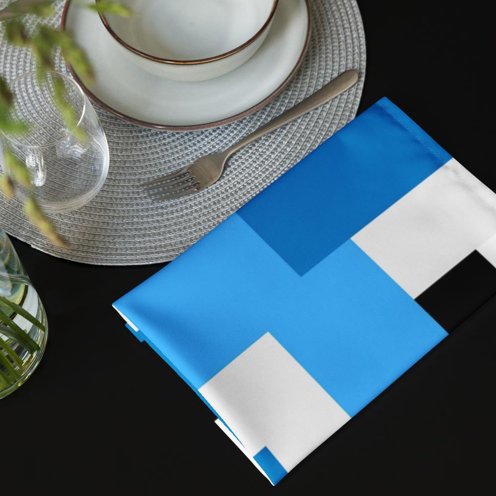 Black, White & Blue Abstract Cloth Napkin Set – 4 Reusable 20x20” Fabric Napkins for Modern Table Décor