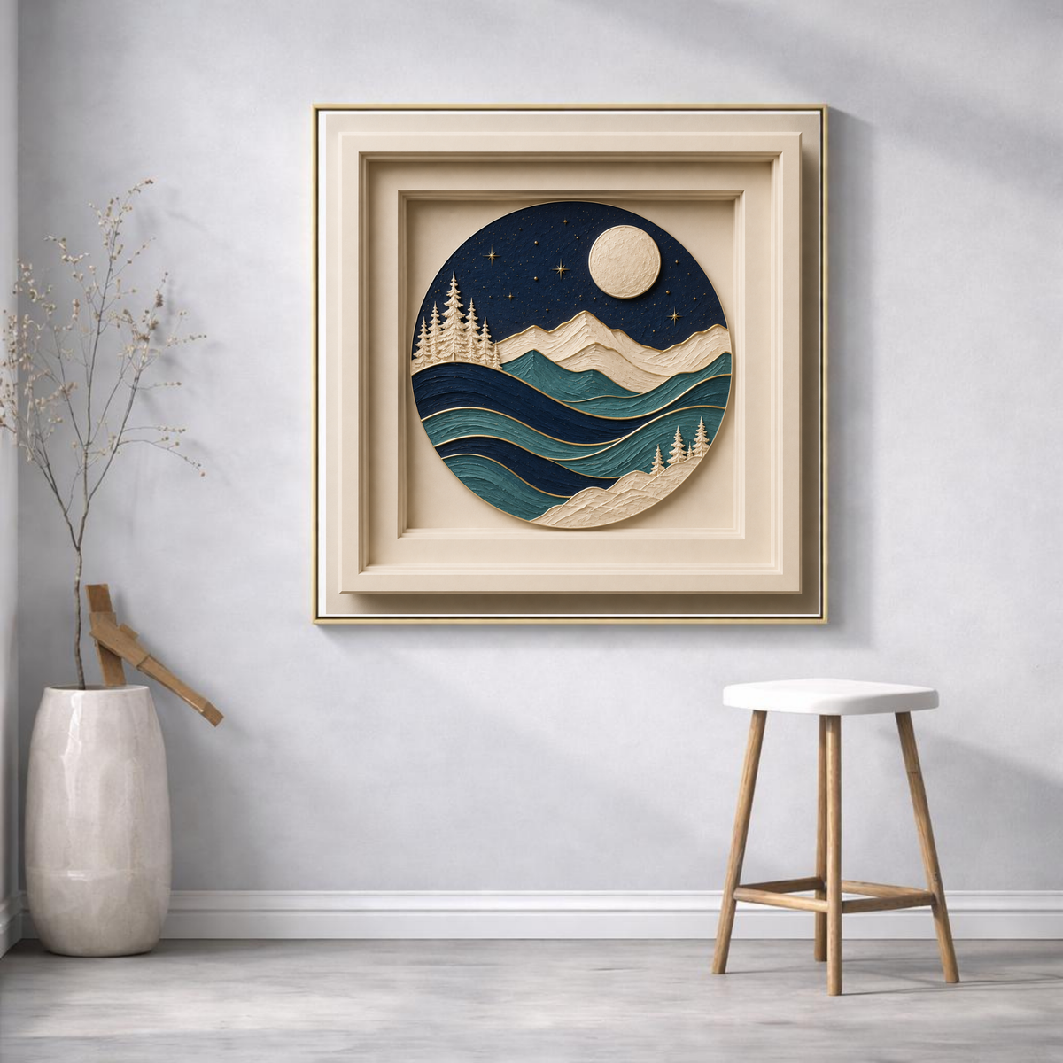 Golden Horizon Sculptural Sunset Wall Art | Premium Square Nature Print | Modern Landscape Digital Download