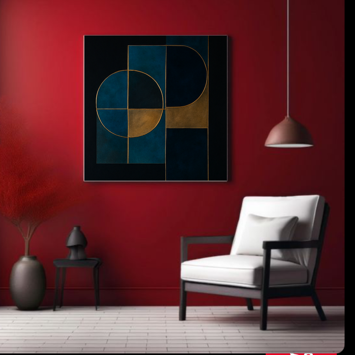 Blue & Gold Abstract Wall Art Digital Download – Square Modern Prints (20x20, 24x24, 36x36)
