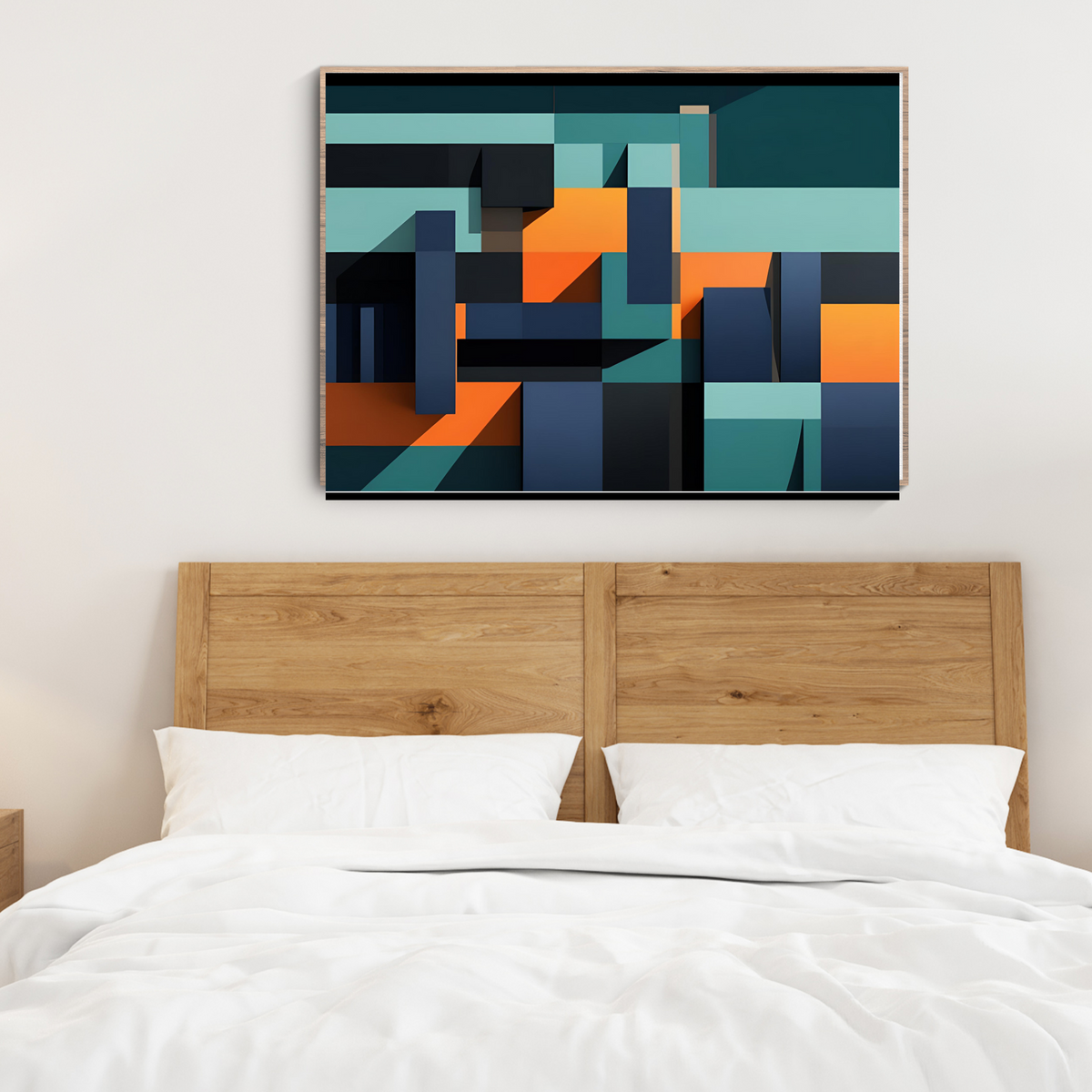 Vibrant Abstract Wall Art – Blue, Navy & Orange Tones (Digital Download)