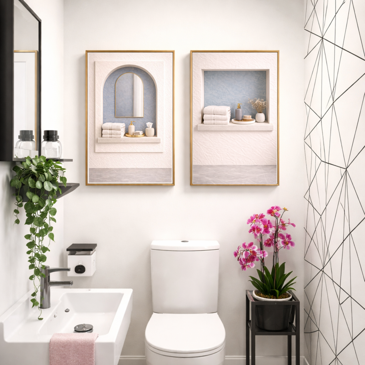 Full House Architectural Wall Art Collection – Light Blue Edition (40 Coordinated Prints)