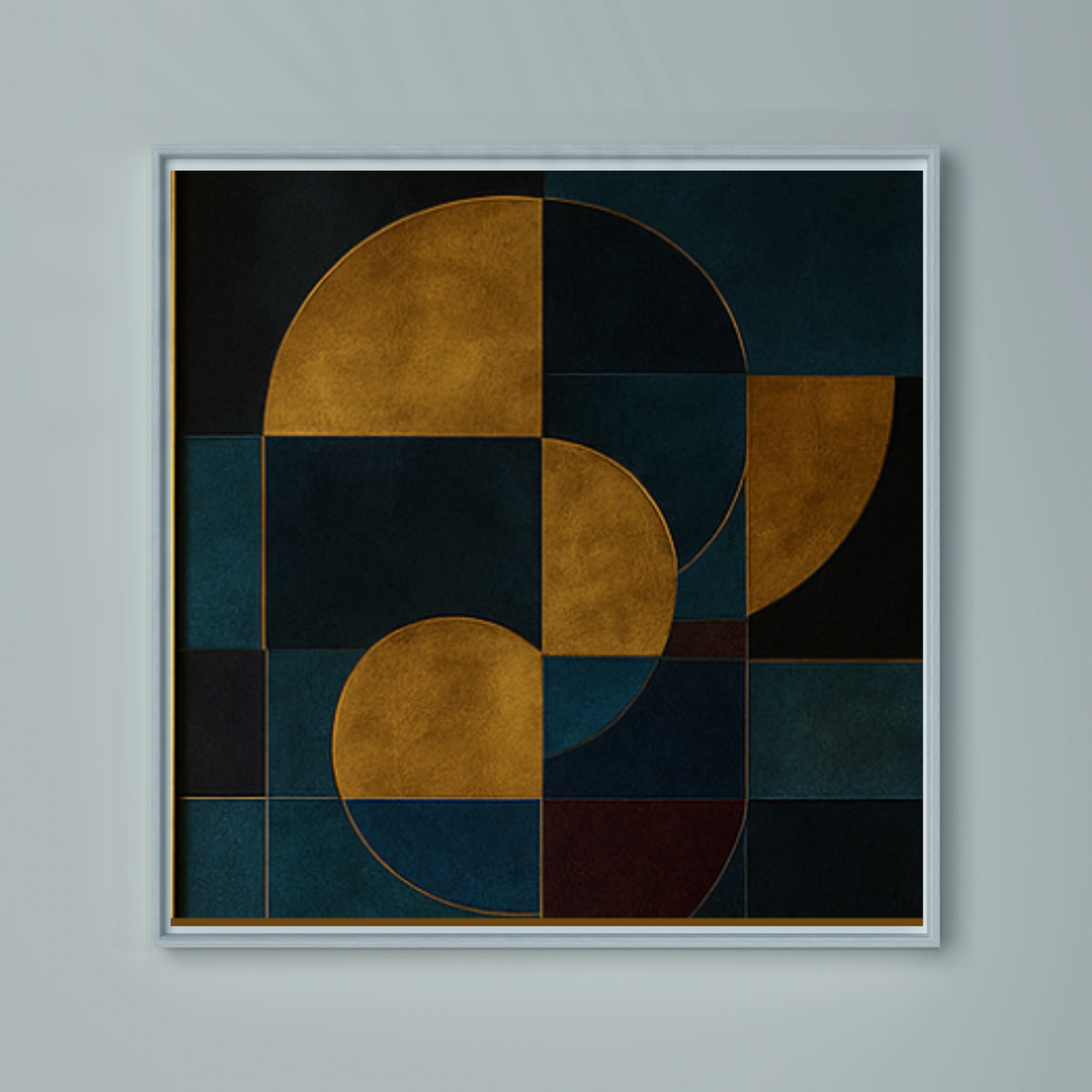 Blue & Gold Abstract Wall Art Digital Download – Square Modern Prints (20x20, 24x24, 36x36)