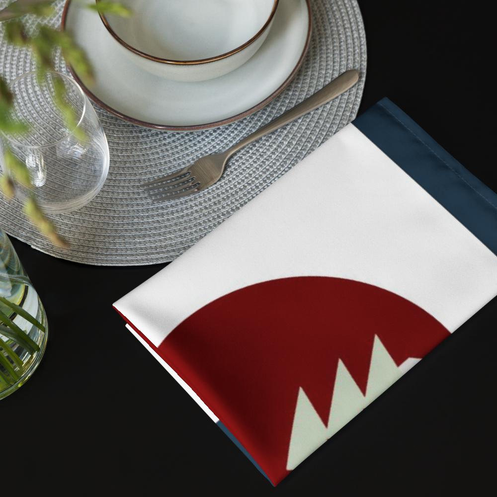Set of 4 Reusable Fabric Christmas Napkins – 20×20 Inch White, Red & Blue – Holiday Table Cloth Dinner Napkins”
