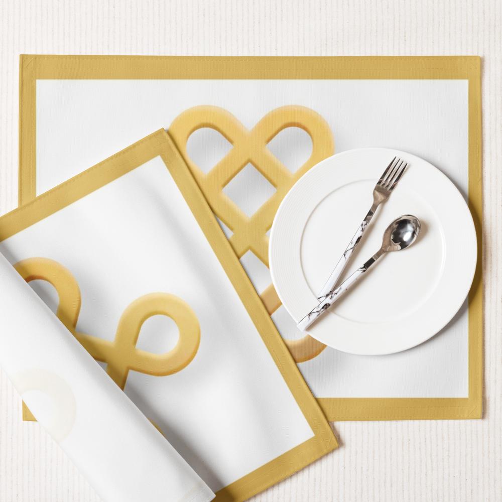 White & Yellow Abstract Placemat Set – 4-Pack 18x14 Decorative Table Placemats