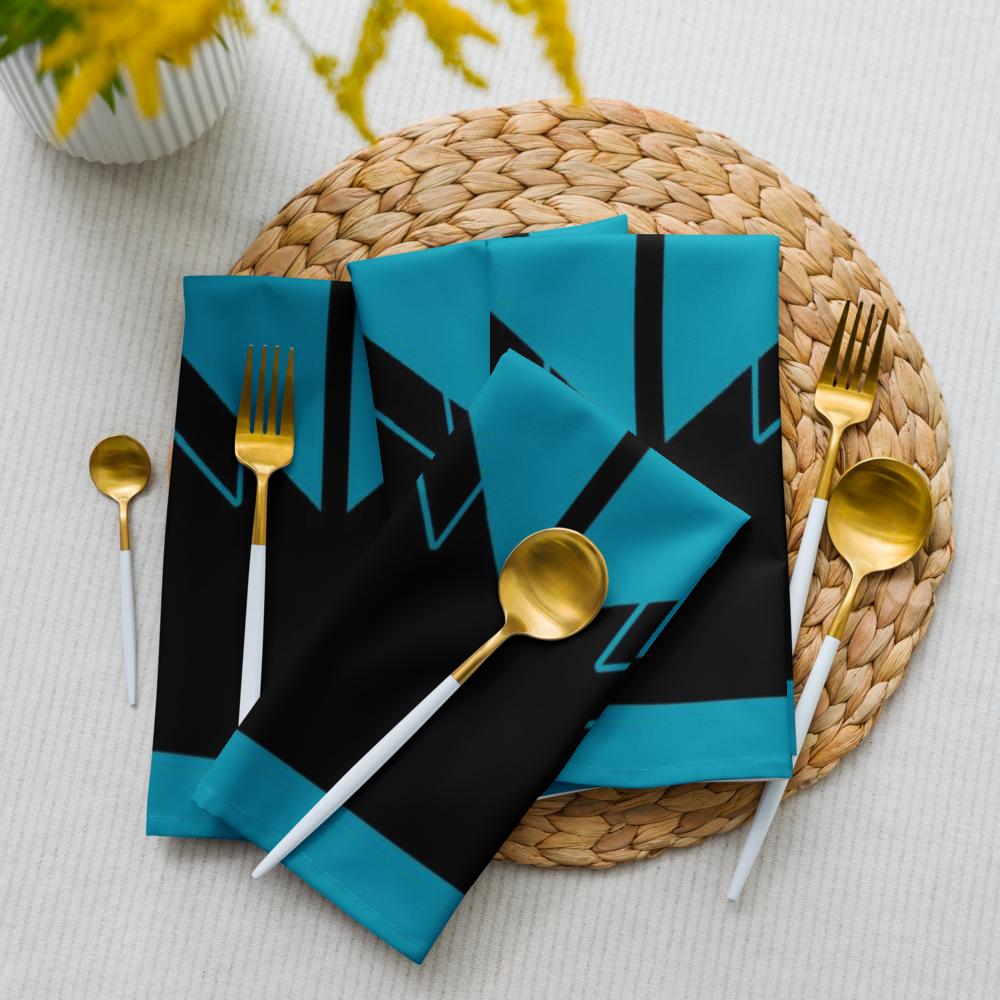 Elegant Black & Blue Cloth Napkin Set (4 Pack, 20x20”) – Reusable Table Napkins for Dinner Parties & Home Décor