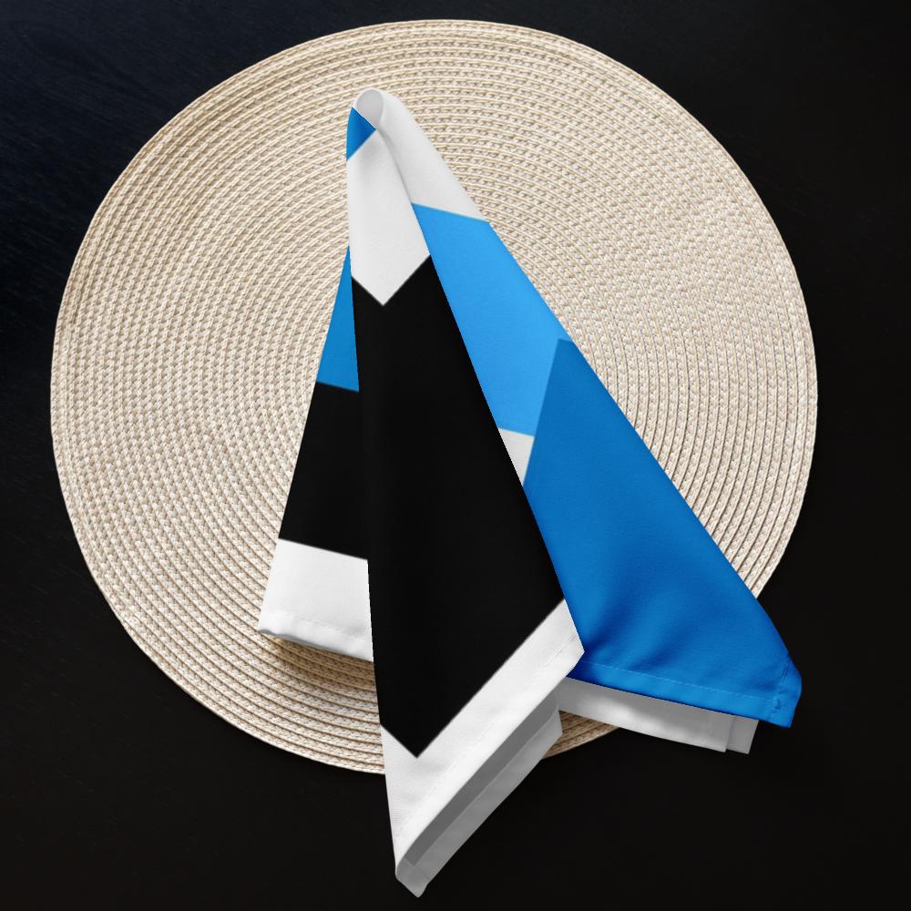 Black, White & Blue Abstract Cloth Napkin Set – 4 Reusable 20x20” Fabric Napkins for Modern Table Décor