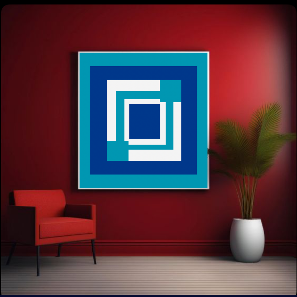 Blue & White Abstract Wall Art Set – 2-Piece Square Digital Download (20×20, 24×24, 36×36)
