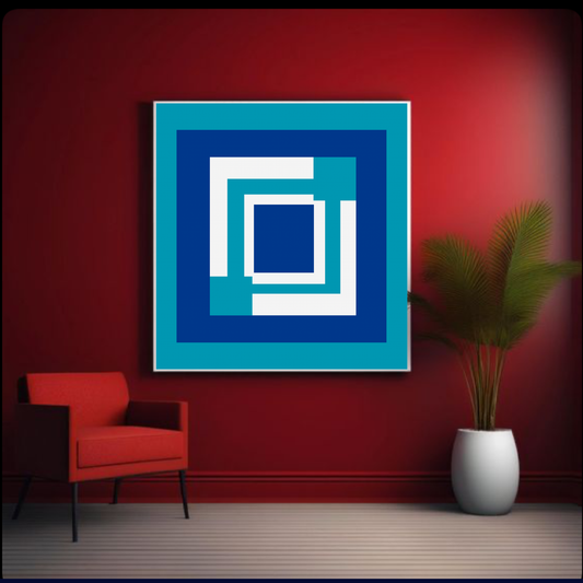 Blue & White Abstract Wall Art Set – 2-Piece Square Digital Download (20×20, 24×24, 36×36)