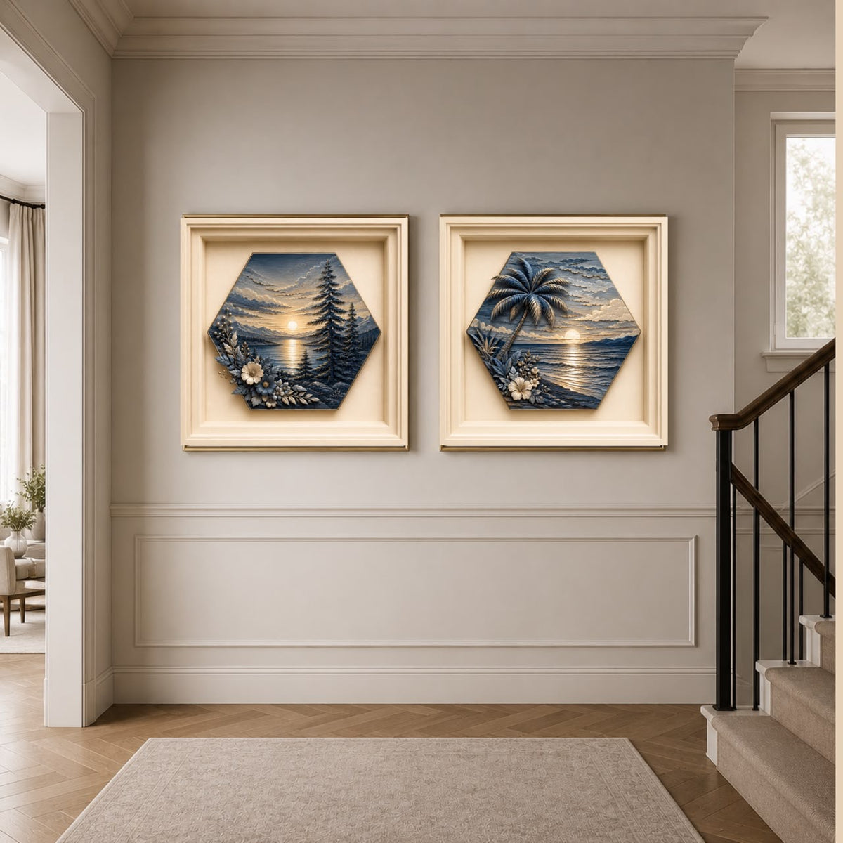 Luxury Sculptural Sunset Landscape Wall Art Set of 10 | Premium Square Nature Gallery Collection | Modern Digital Download | 40 Printable Files