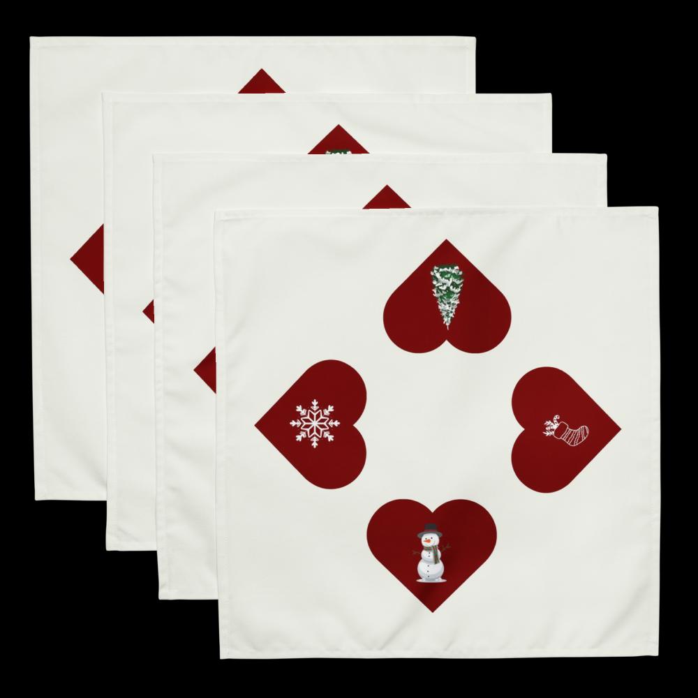Red & White Holiday Cloth Napkin Set (4) — 20 x 20 in Reusable Christmas Dinner Napkins