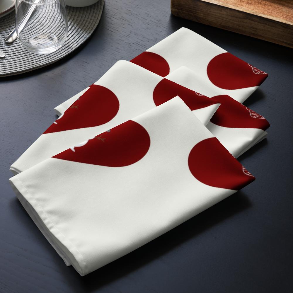 Red & White Holiday Cloth Napkin Set (4) — 20 x 20 in Reusable Christmas Dinner Napkins